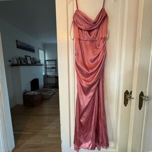 Signature Satin Cowl Neck Maxi Dress in Rose